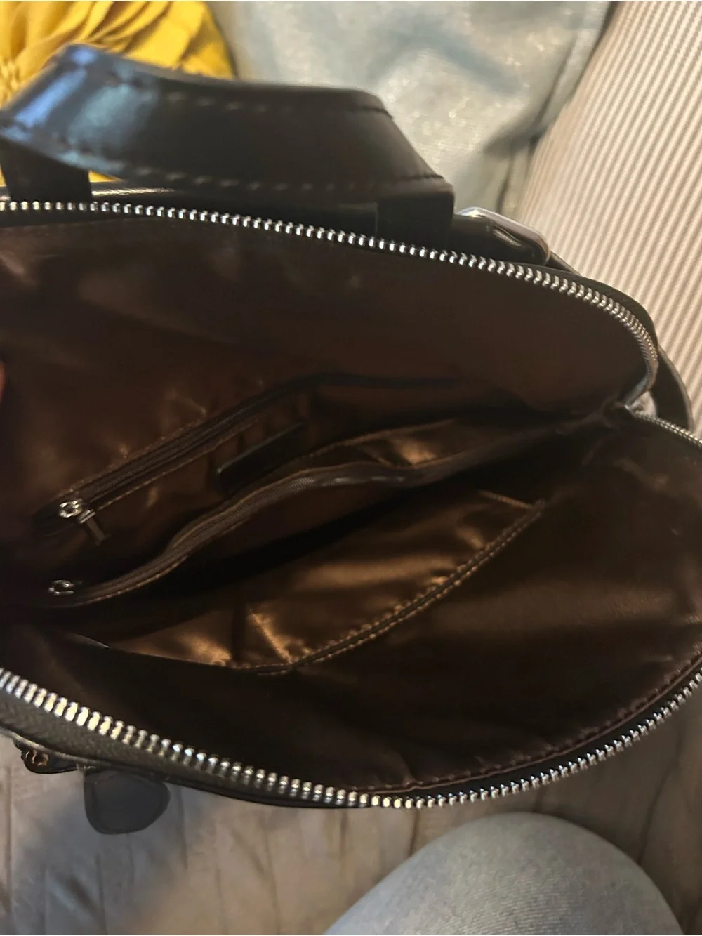 Women’s genuine leather black backpack purse